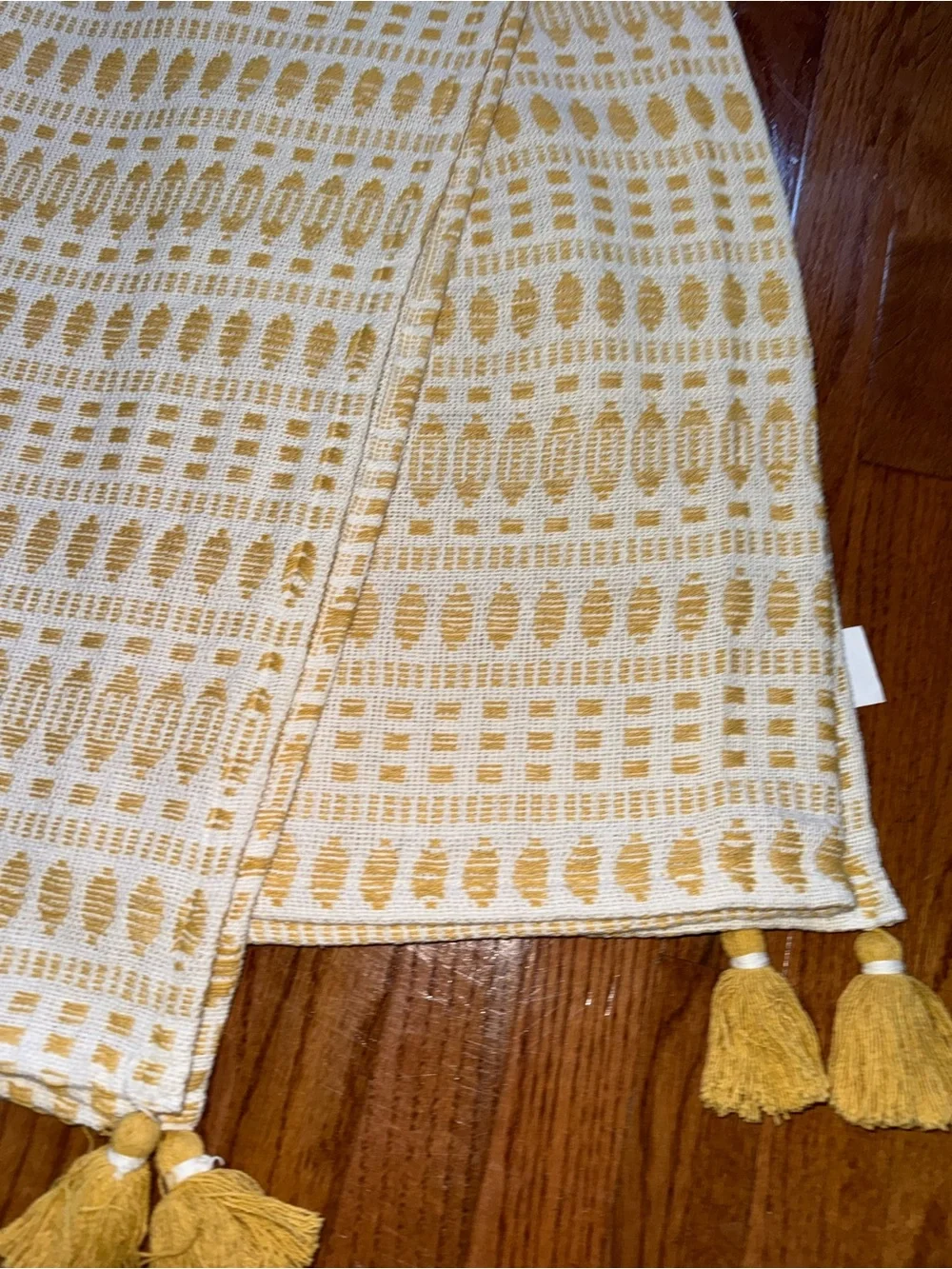 Celerie Kemble Beige & Mustard Yellow Knit Throw Blanket